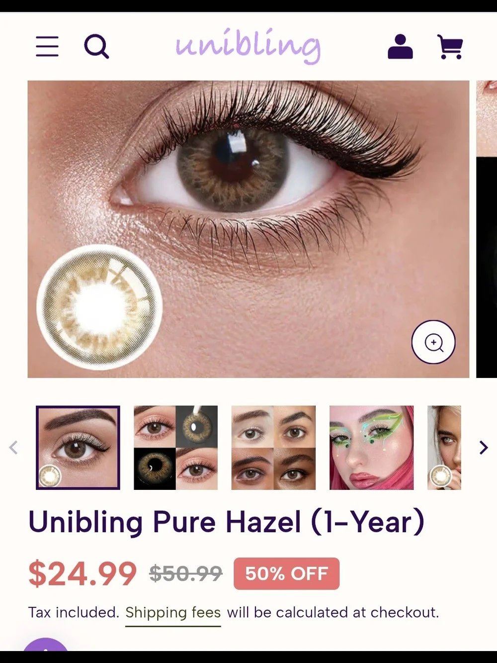 Pure Hazel Colored Cosmetic Contact